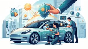 Современная иллюстрация по уходу за американской тонировкой стекол автомобиля для статьи в блоге